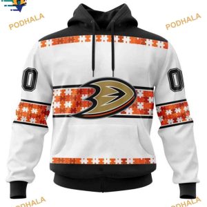 NHL Autism Awareness Custom Name & Number Anaheim Ducks Hoodie 3D