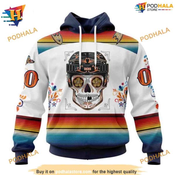 NHL Dia De Los Muertos Special Design Anaheim Ducks Merch Hoodie 3D