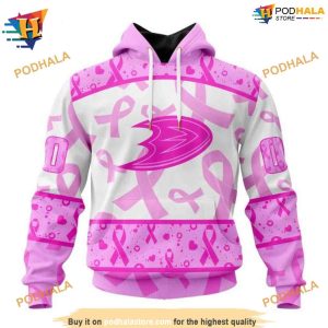 NHL Pink October Breast Cancer Awareness Mighty Ducks Hoodie 3D