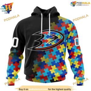 NHL Special Black Autism Awareness Unique Anaheim Ducks Hoodie 3D Design