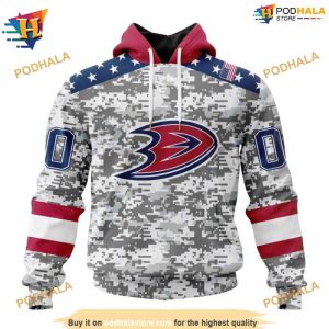 NHL Special Camo Veterans Day Design Anaheim Ducks Hoodie 3D