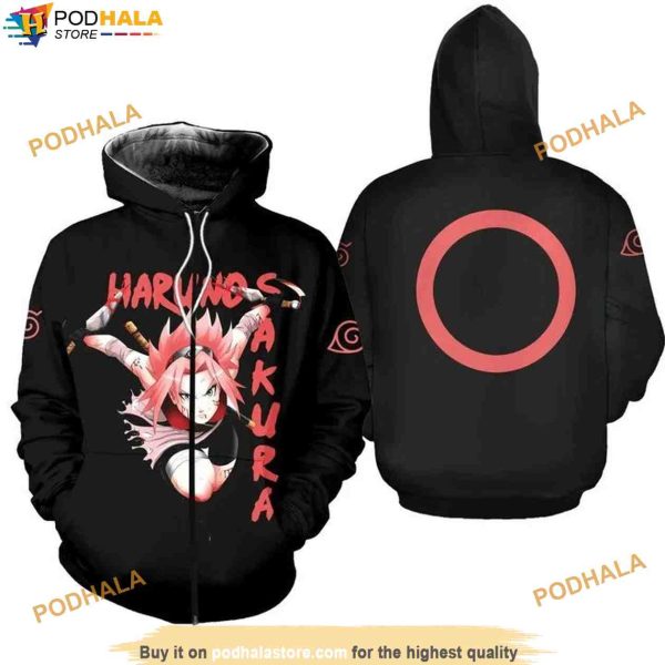 Naruto Haruno Sakura Clan Symbol Naruto Anime Manga 3D Hoodie