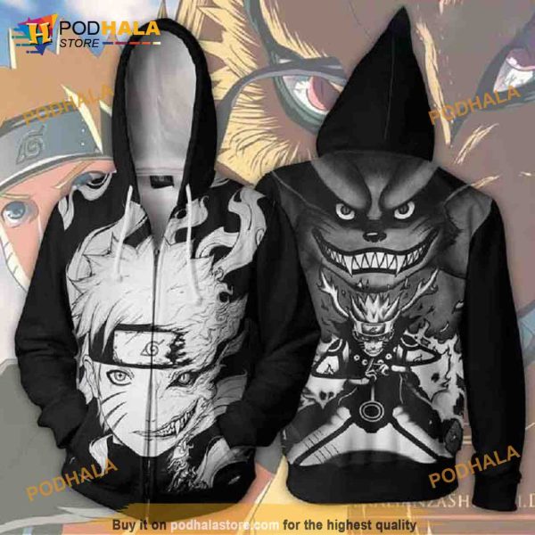 Naruto Kurama Kyubi Mode Up Jacket Anime 3D Hoodie