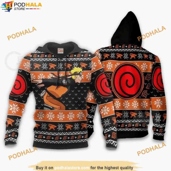 Naruto Running Ugly Christmas Naruto Anime Manga 3D Hoodie