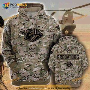 Nashville Predators Camouflage Veteran 3D Hoodie