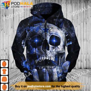 Neon Skull NFL Dallas Cowboys 3D Hoodie