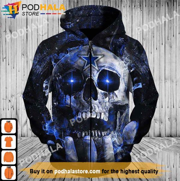 Neon Skull NFL Dallas Cowboys 3D Hoodie