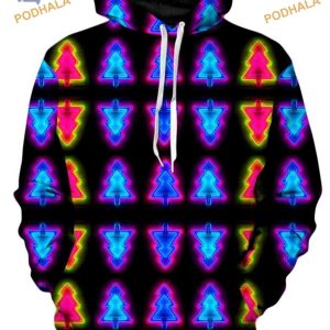 Neon Xmas Tree 3D Hoodie