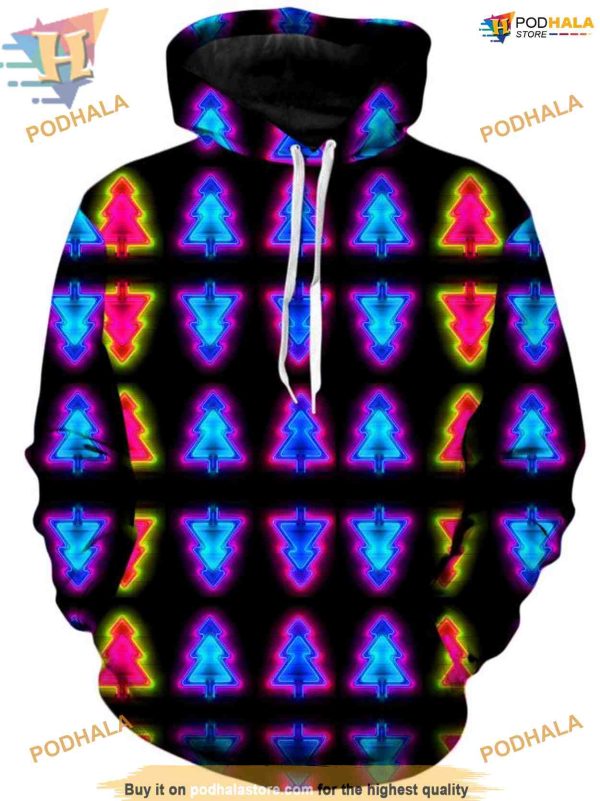 Neon Xmas Tree 3D Hoodie