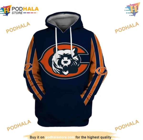 New Season 3D Long Sleeve Chicago Bears Hoodie