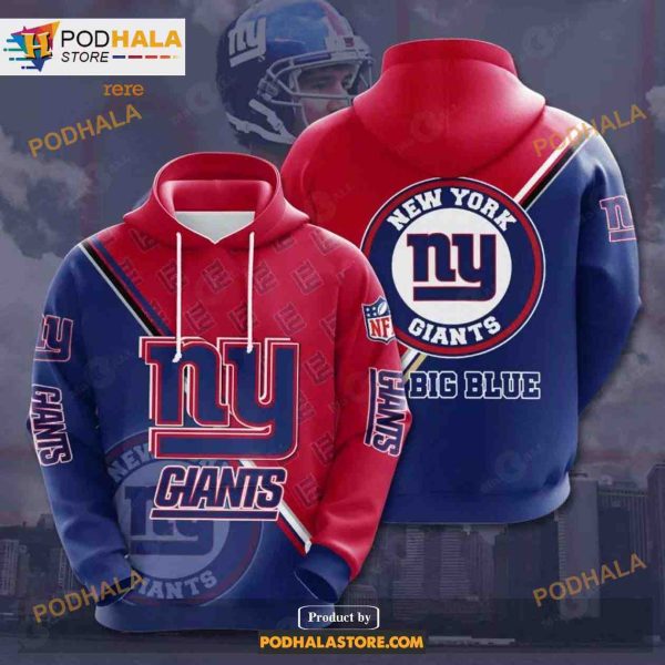 New York Giants 3D Team Logo NFL Hoodie 3D