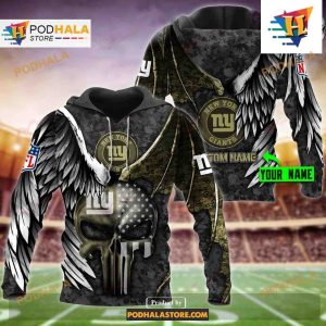 New York Giants NFL Custom Name Luxury Eagle Skull Design Shirt NFL Hoodie 3D