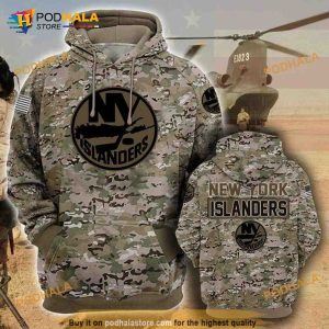 New York Islanders Camouflage Veteran 3D Hoodie