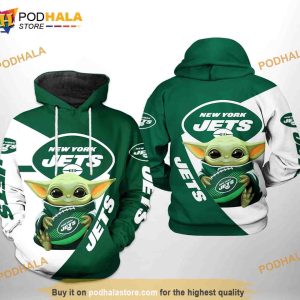 New York Jets NFL Baby Yoda Team 3D Hoodie