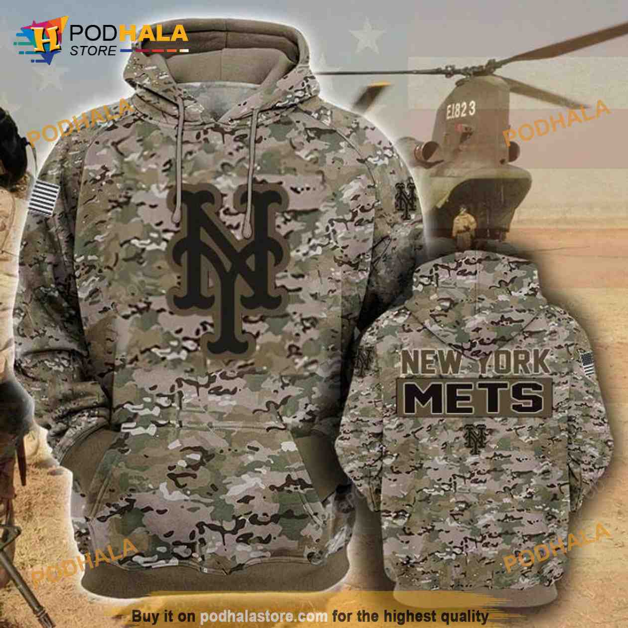 New York Mets Camouflage Veteran 3D Hoodie New York Mets Camouflage Veteran 3D Hoodie