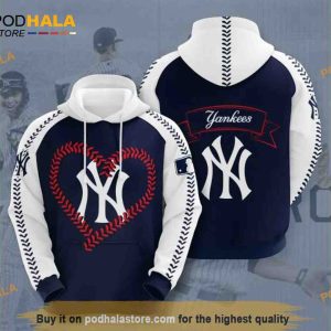 New York Yankees Blue White 3D Hoodie