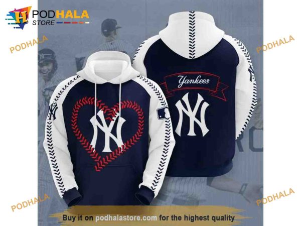 New York Yankees Blue White 3D Hoodie