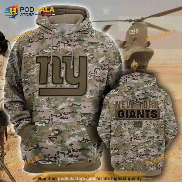 New Yorks Giants Camouflage Veteran 3D Hoodie