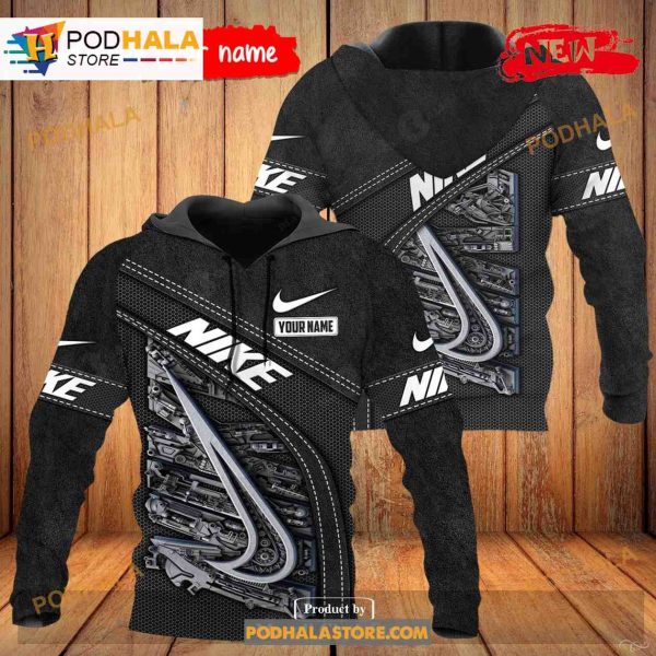 Nike Fashion Custom Name Black Pattern Luxury 3D Hoodie Sweatshirt