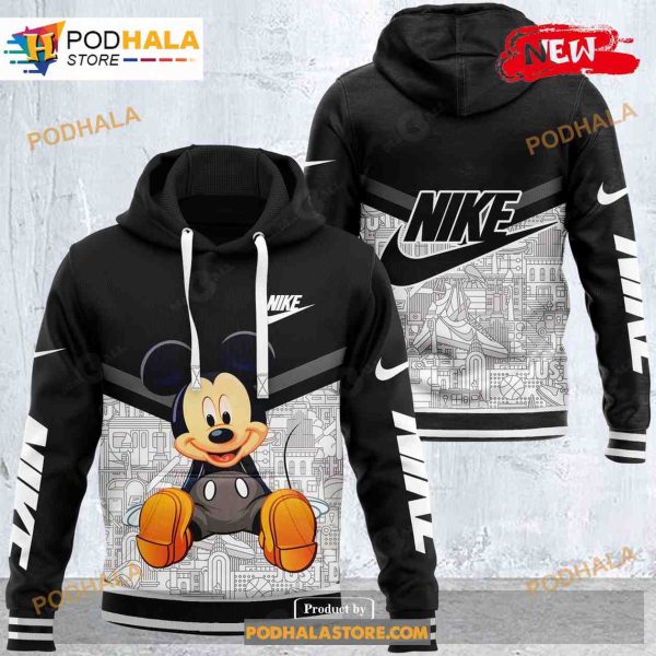 Nike and Mickey Mouse Black White Fashion Luxury US 3D Hoodie Sweatshirt