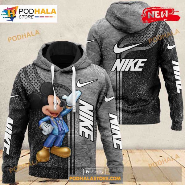 Nike and Mickey Mouse Gray Fashion Luxury US 3D Hoodie Sweatshirt