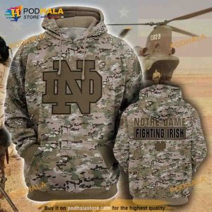 Notre Dame Fighting Irish Camouflage Veteran 3D Hoodie