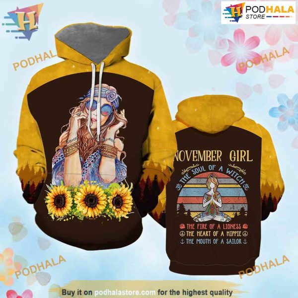 November Girl All Over Printed 3D Hoodie Sweatshirt