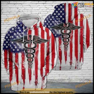 Nurse Usa Flag 3D Funny Christmas Hoodie