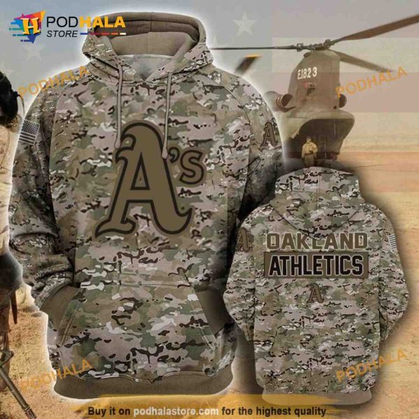 Oakland Athletics Camouflage Veteran 3D Hoodie