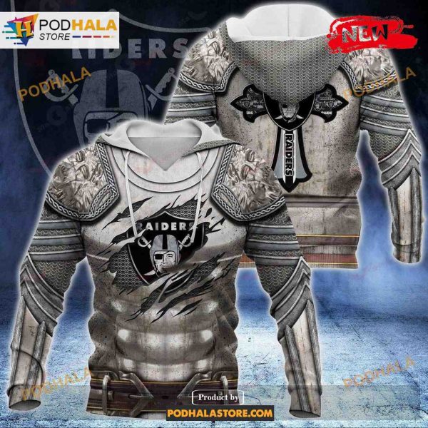 Oakland Raiders Knight Templar Armor NFL Hoodie 3D