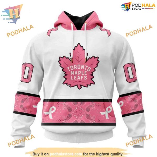 October Breast Cancer Awareness Paisley NHL Toronto Maple Leafs Hoodie 3D