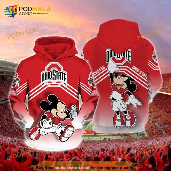 Ohio State Buckeyes Mickey 3D Hoodie Sweatshirt