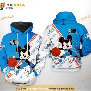 Oklahoma City Thunder NBA Mickey 3D Hoodie Sweatshirt