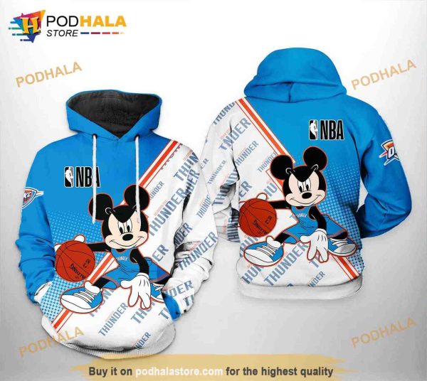 Oklahoma City Thunder NBA Mickey 3D Hoodie Sweatshirt