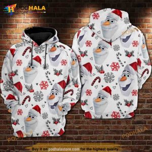 Olaf Christmas Hat All Over Print Disney 3D Hoodie Sweatshirt