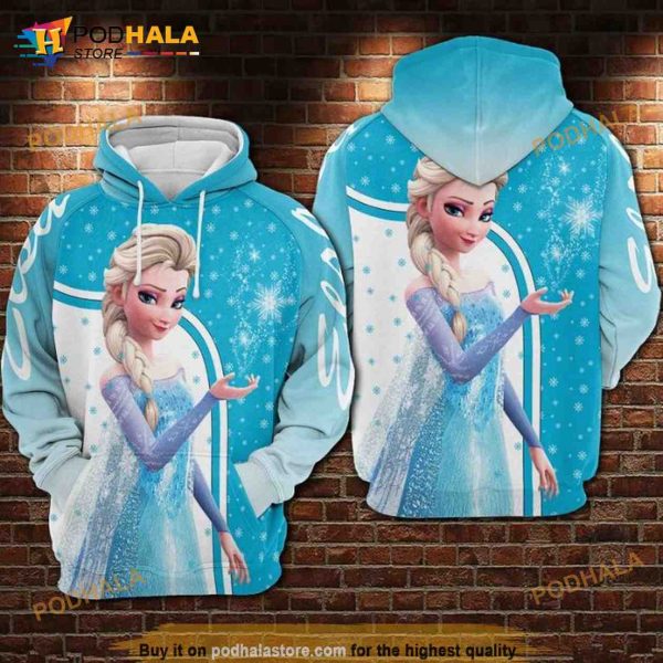 Olaf Frozen Blue And White All Over Print Disney 3D Hoodie Sweatshirt