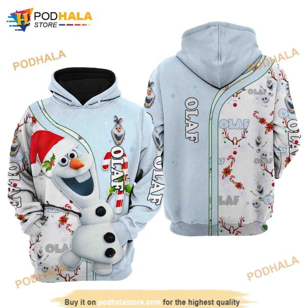 Olaf White Blue Christmas Disney AOP Unisex Disney 3D Hoodie