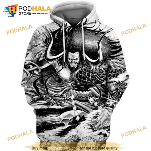 One Piece Kaido Black And White 3D Hoodie Sweatshirt