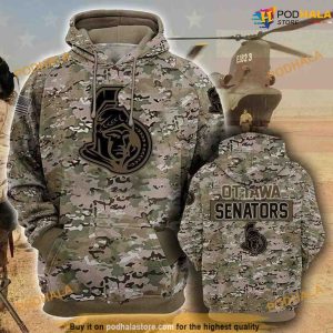 Ottawa Senators Camouflage Veteran 3D Cotton Funny Christmas Hoodie