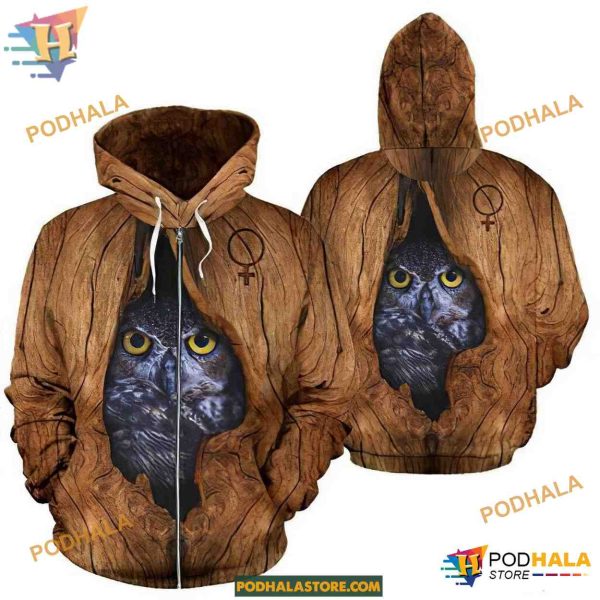 Owl Girl Wood Unisex Print All 3D Christmas Hoodie