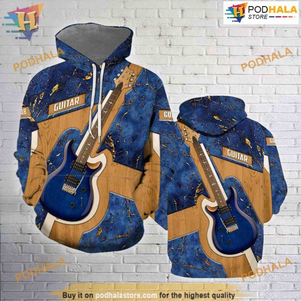 PRS Electric Guitar Faded Blue All Over Printed 3D Hoodie Sweatshirt