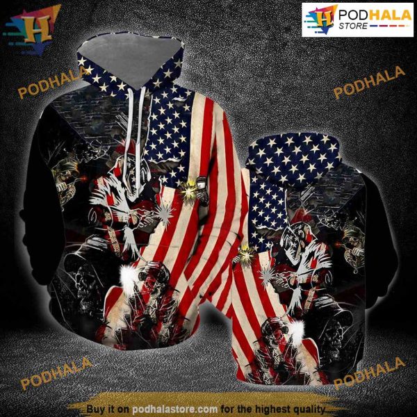 Patriotic Welder All Over Printed 3D Hoodie Sweatshirt