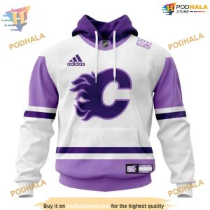 Personalize 2023 Hockey Fight Cancer NHL Calgary Flames Hoodie 3D