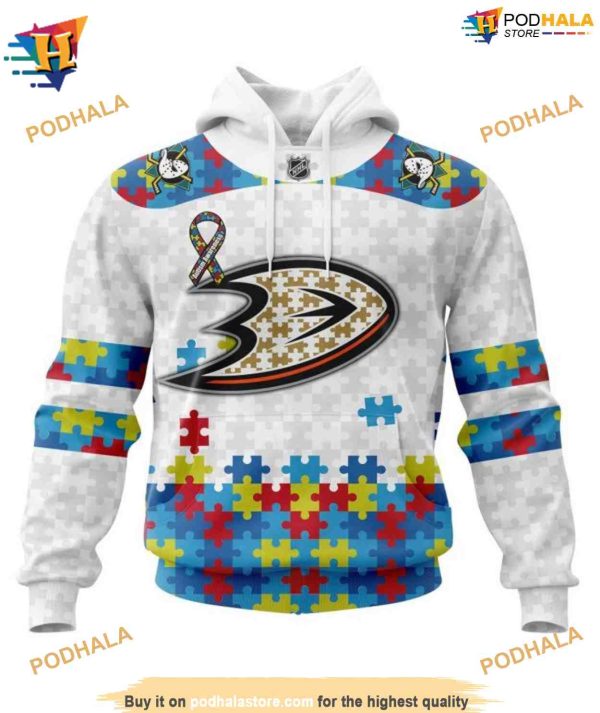 Personalized NHL Autism Awareness Mighty Ducks Hoodie 3D Design