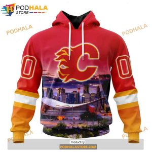 Personalized NHL Calgary Flames Design With City Skyline Shirt 3D Hoodie