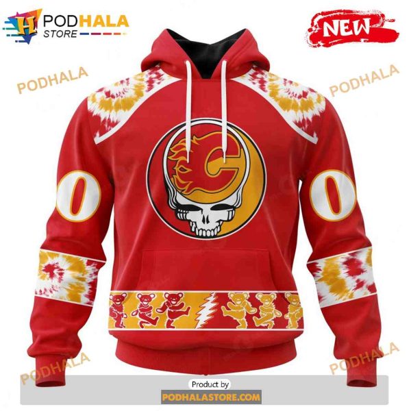 Personalized NHL Calgary Flames Grateful Dead Design Shirt 3D Hoodie