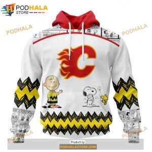 Personalized NHL Calgary Flames Peanuts Snoopy Design Shirt 3D Hoodie