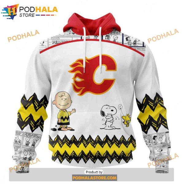 Personalized NHL Calgary Flames Peanuts Snoopy Design Shirt 3D Hoodie