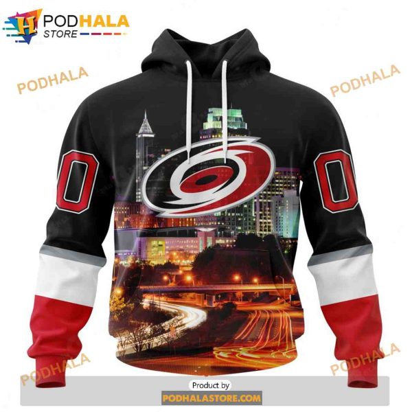 Personalized NHL Carolina Hurricanes Design With Downtown Skyline Shirt 3D Hoodie