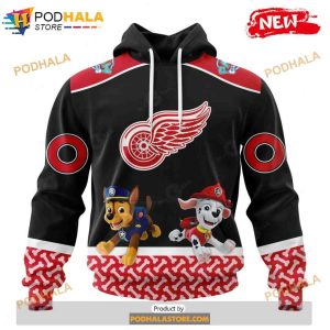 Personalized NHL Detroit Red Wings Paw Patrol Design Shirt 3D Hoodie